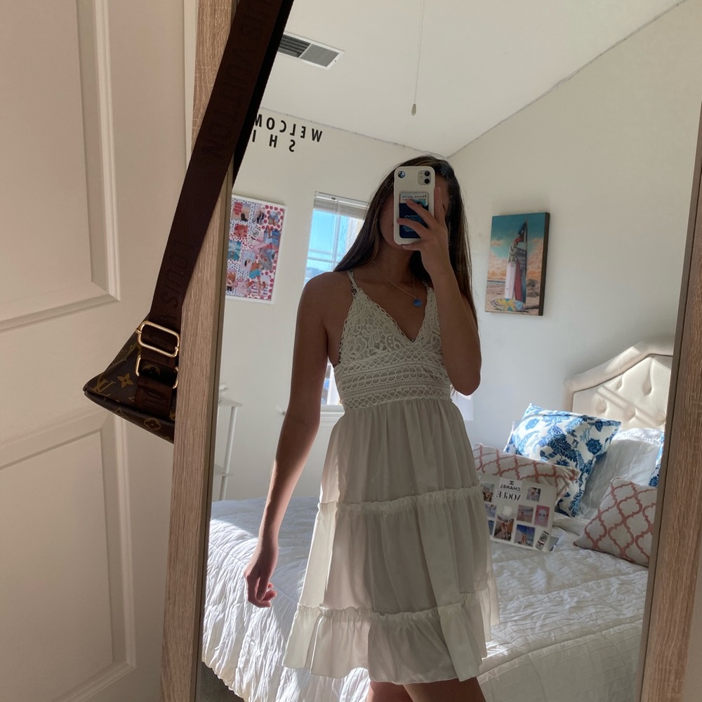 lace flowy sun dress tie-back